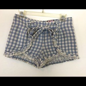 JUICY COUTURE Womens Checkered, Tie Front, Ruffle Detail Shorts Size 0